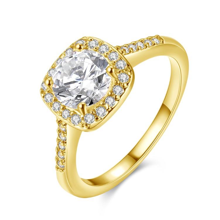 18K Gold-Plated Halo Ring Made with Elements ITALY Design