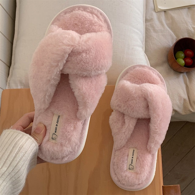 Heart Love Fluffy Fur Slippers