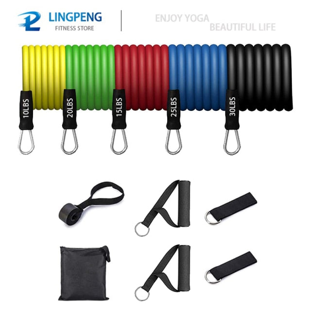 Fitness Resistance Rubber Band Yoga Elastic Band Upgrade Training Bar Set