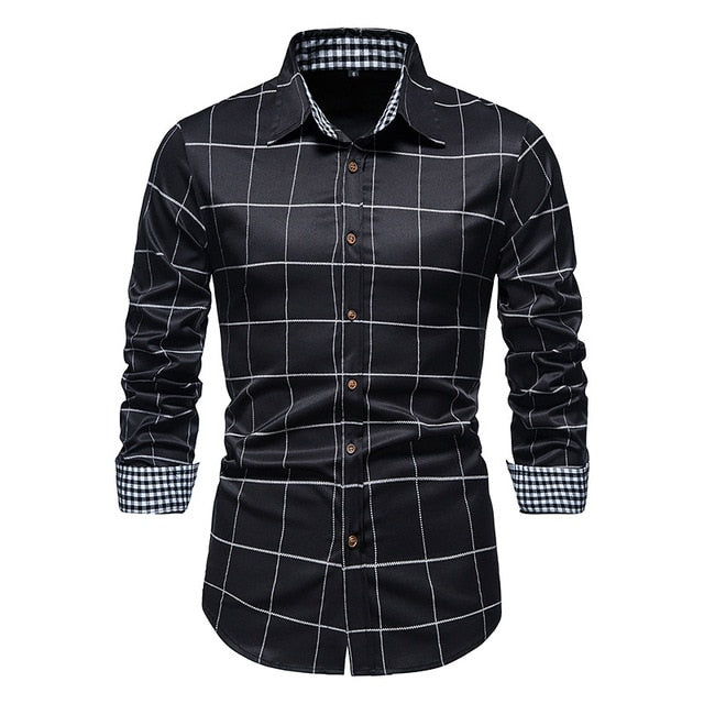 Plaid Patchwork Formal Shirts for Men