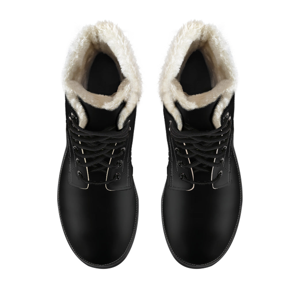 Black Faux Fur Leather Boots