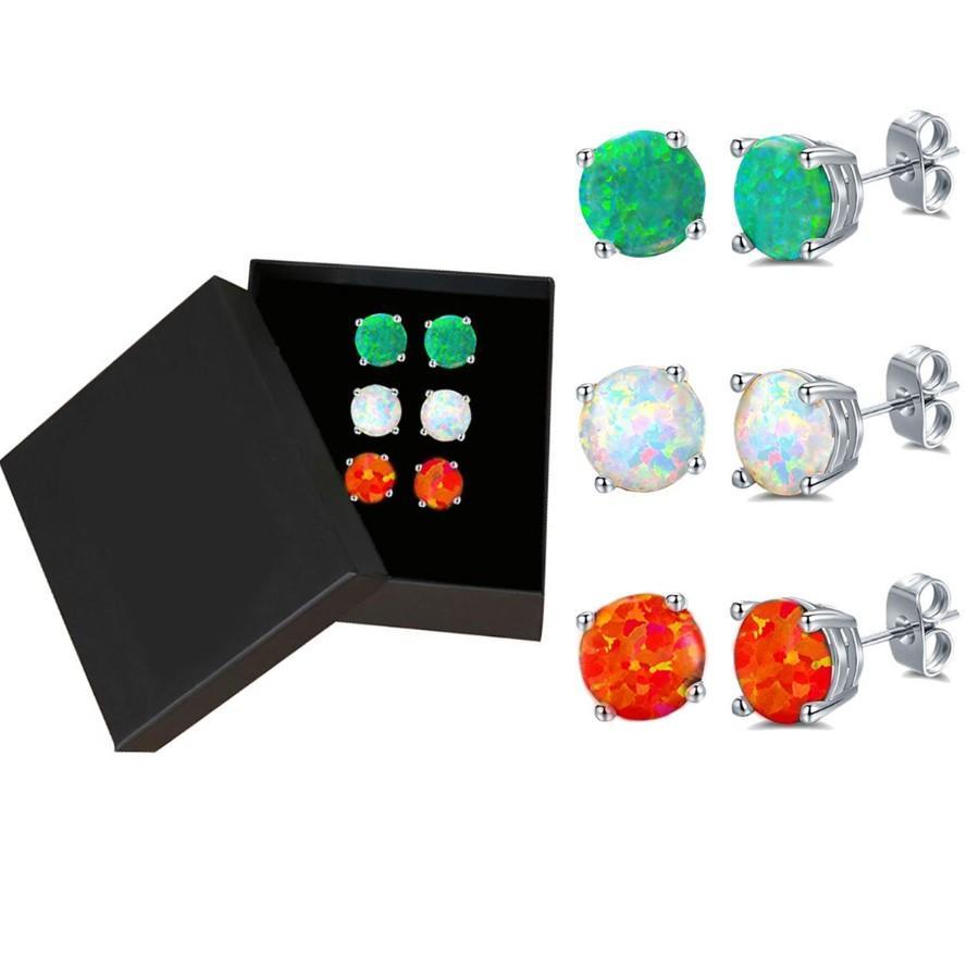 3 Pairs in 1 Opal Stud Earring ITALY Design