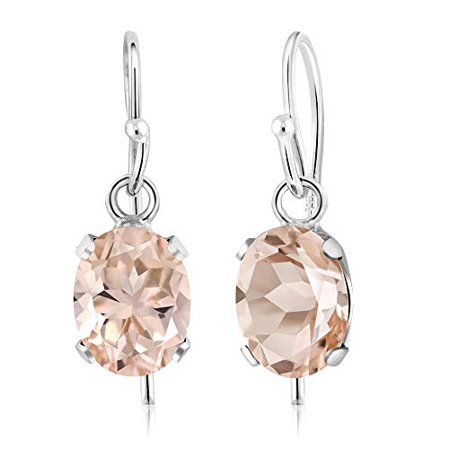 2.60 CTTW Morganite Oval Cut Earrings in 14K White Gold Plating