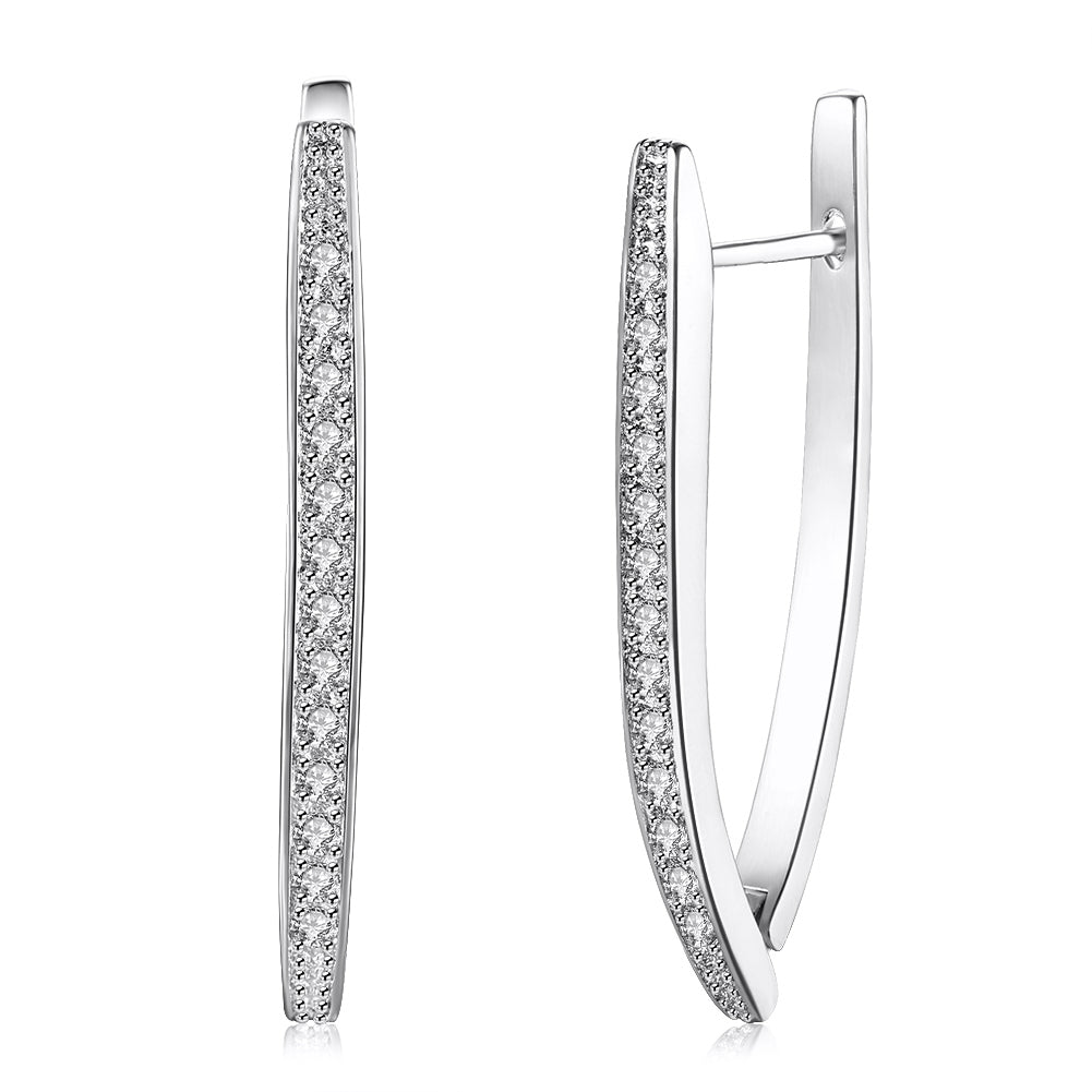 1.00 CT Dangling Pave Teardrop Earrings in 14K White Gold Plating