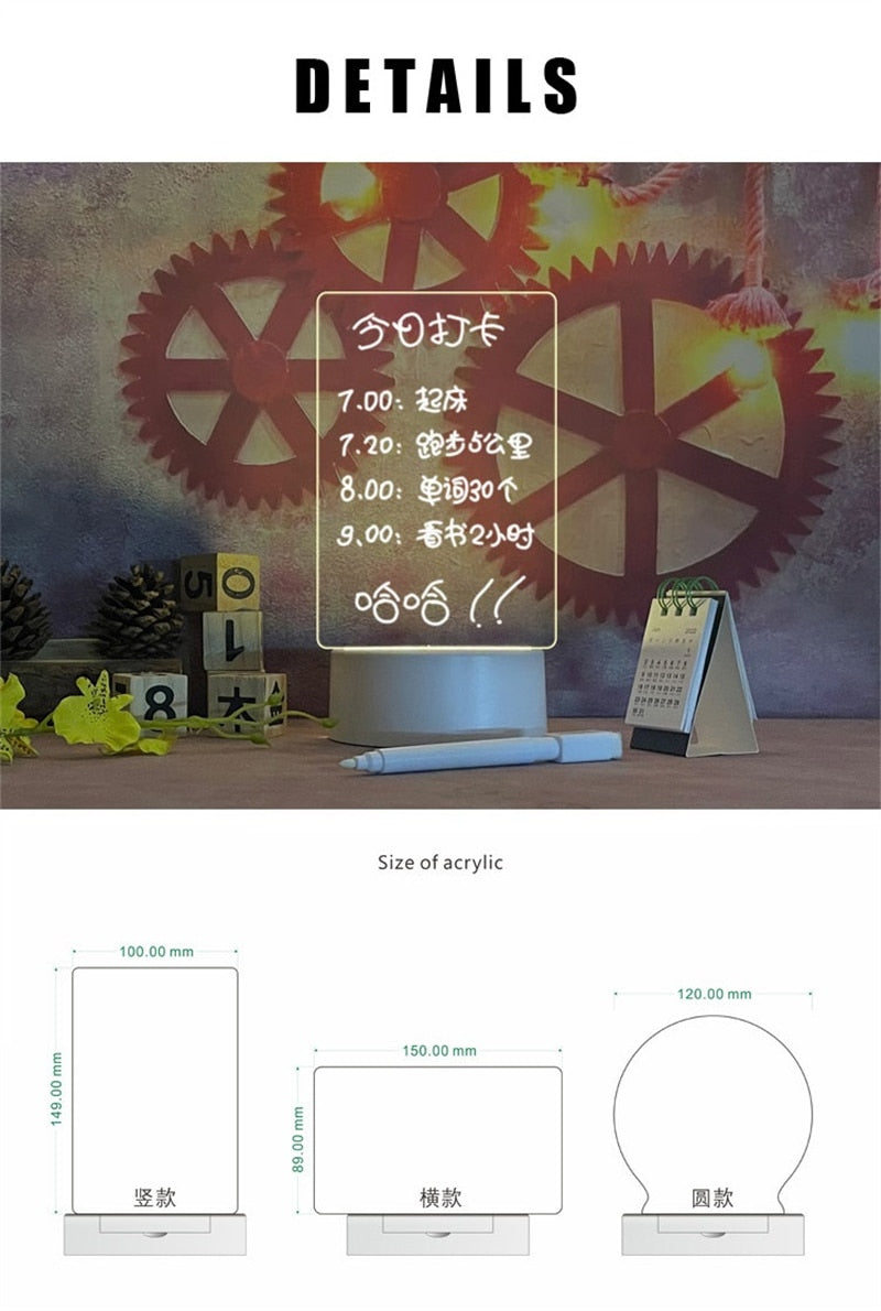 LED Note Board Acrylic Light