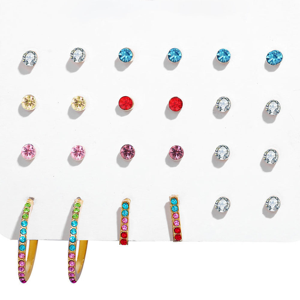 12 Piece Rainbow Set With ® Crystals 18K White Gold Plated Earring in 18K White Gold Plated