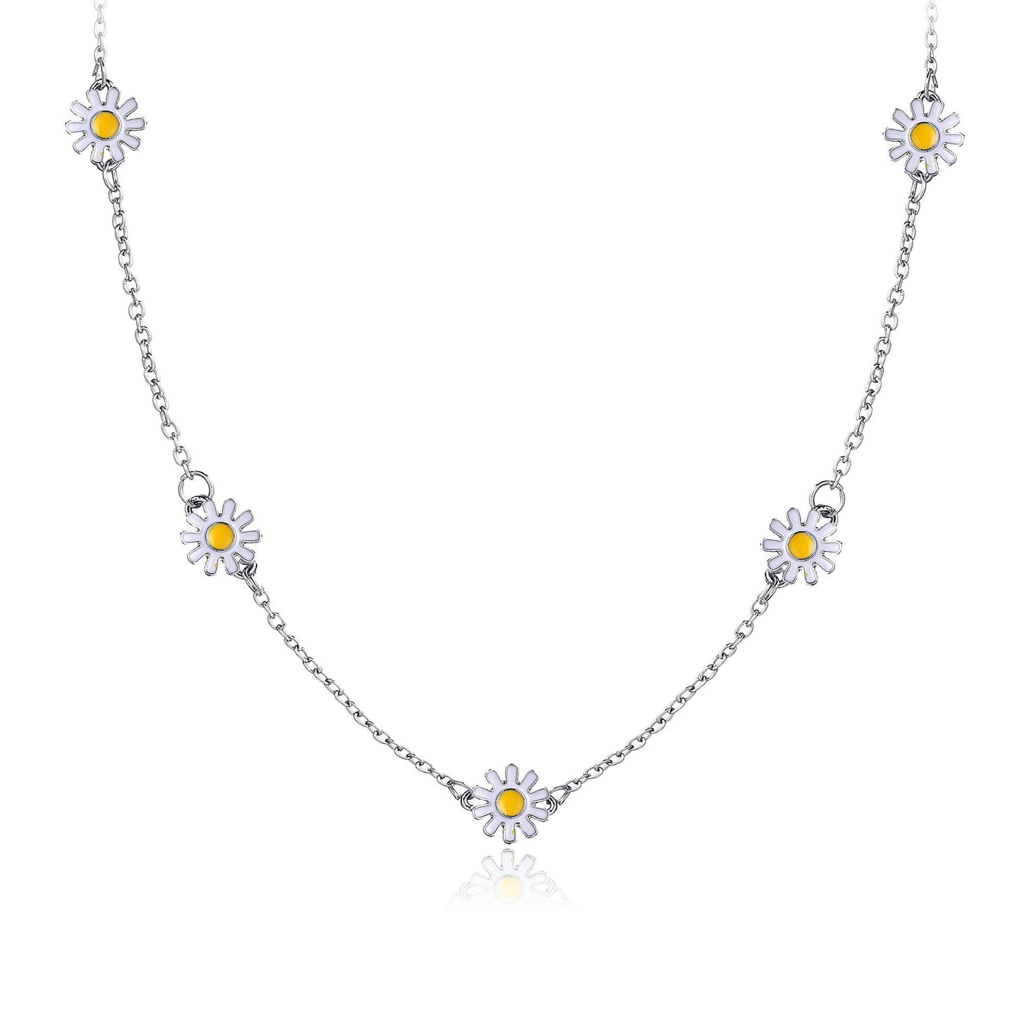 3 Piece Daisy Flower Jewelry Set 18K White Gold Plated Set in 18K White Gold Plated ITALY Design