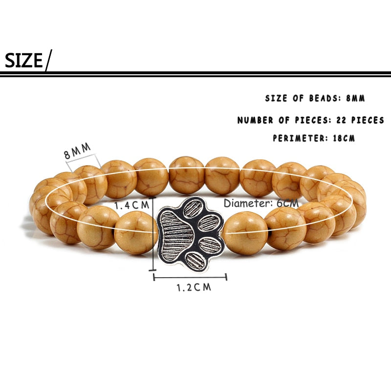 Stone Paw Print Charm Bracelet