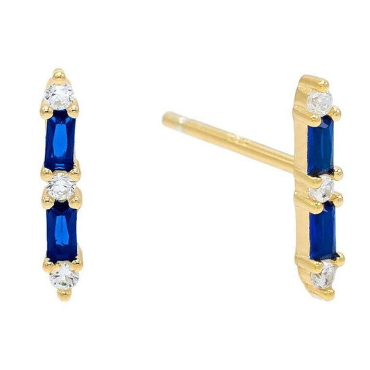 14K Gold Plating Blue  Elements Linear Earrings