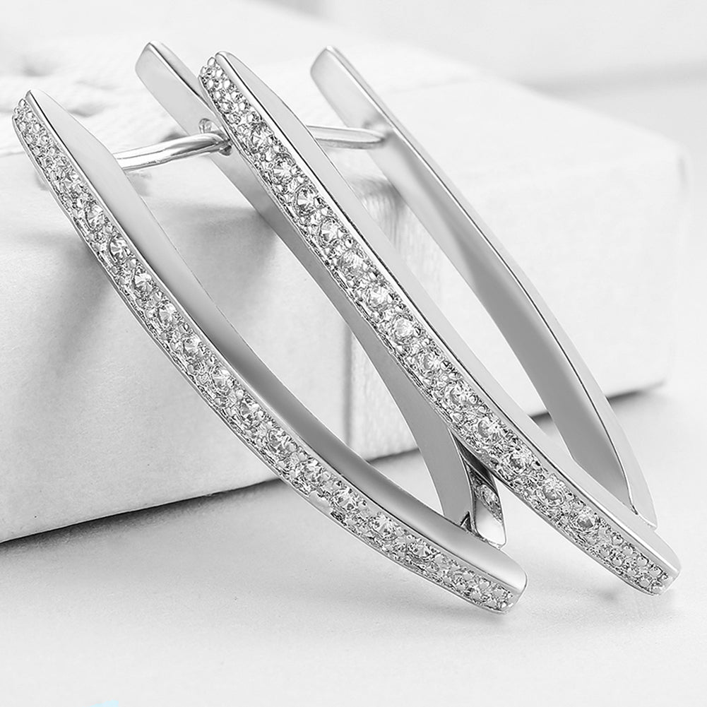 1.00 CT Dangling Pave Teardrop Earrings in 14K White Gold Plating