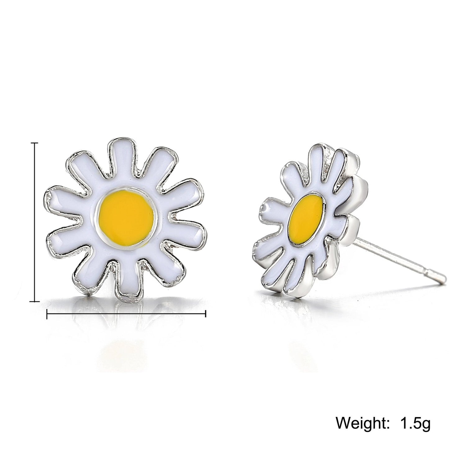 3 Piece Daisy Flower Jewelry Set 18K White Gold Plated Set in 18K White Gold Plated ITALY Design