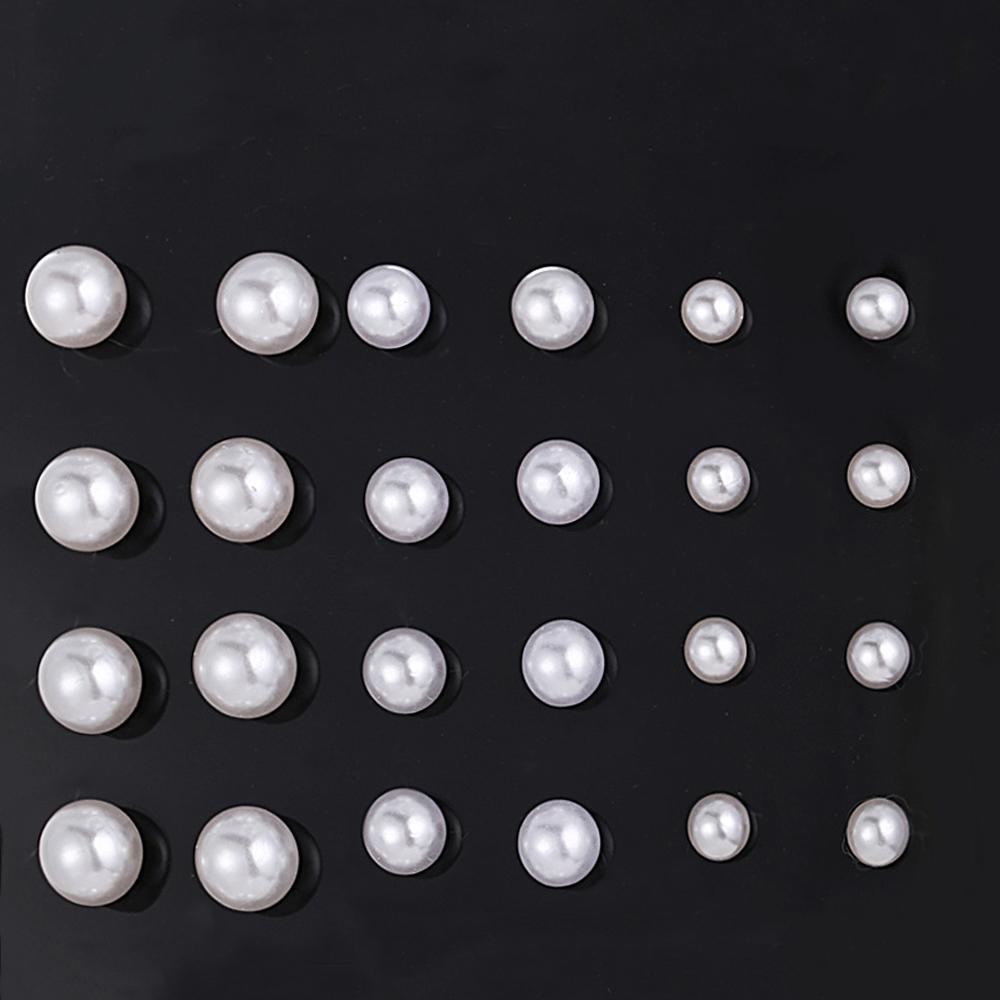 12 Piece Graduating Pearl Stud Earring Set 18K White Gold Plated Earring in 18K White Gold Plated ITALY Design