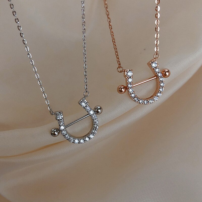 Horseshoe Zircon Necklace and Earrings