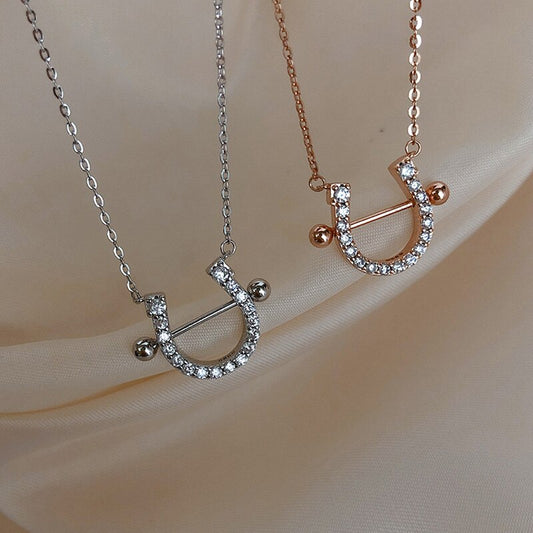 Horseshoe Zircon Necklace and Earrings