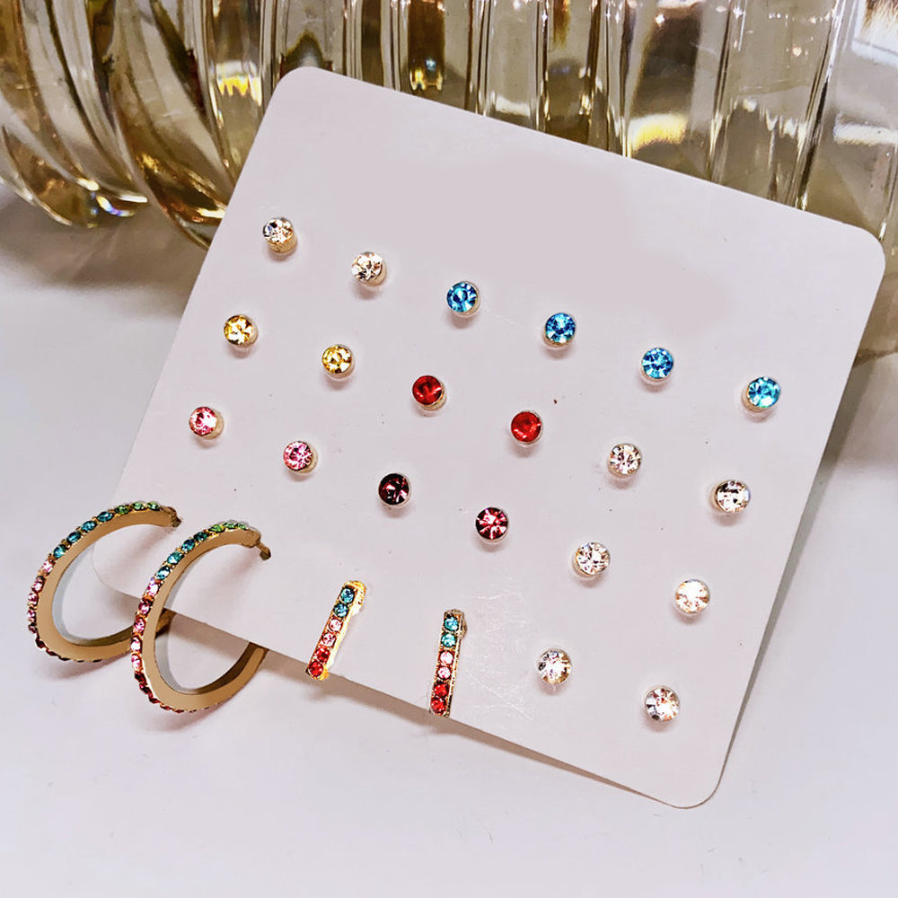 12 Piece Rainbow Set With ® Crystals 18K White Gold Plated Earring in 18K White Gold Plated