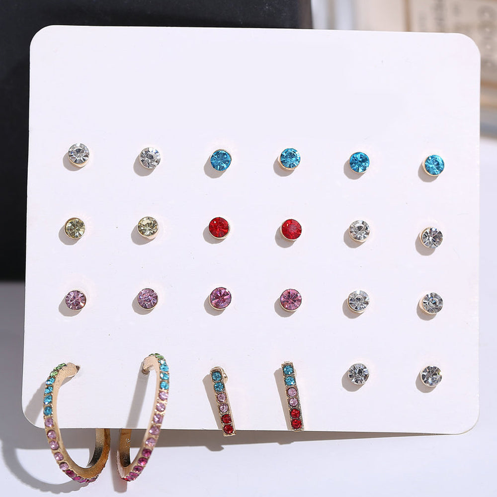 12 Piece Rainbow Set With ® Crystals 18K White Gold Plated Earring in 18K White Gold Plated