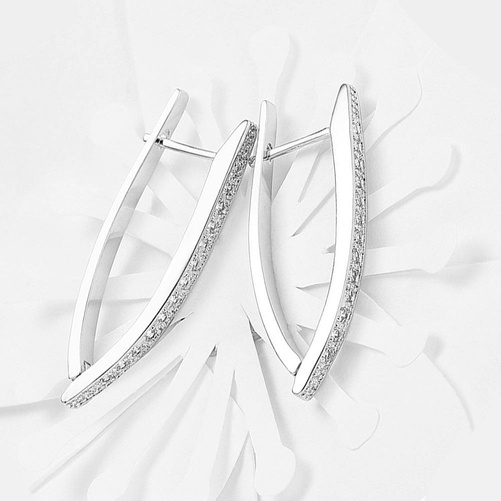 1.00 CT Dangling Pave Teardrop Earrings in 14K White Gold Plating